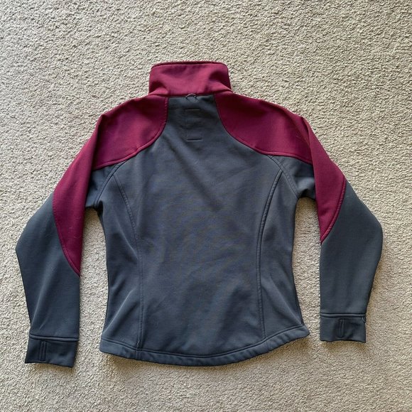 Nike ACG Sweater Womens Medium Full Zip Mock Neck Fleece Red Grey - Picture 2 of 13